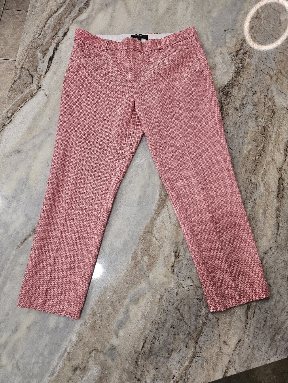 Banana Republic Sloan Ankle Pants Women's Dress Pants Pink Cream Patterned
